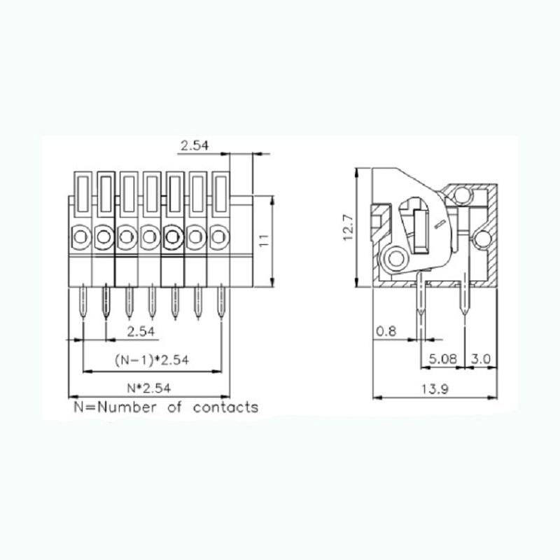 screwless pcb terminal block